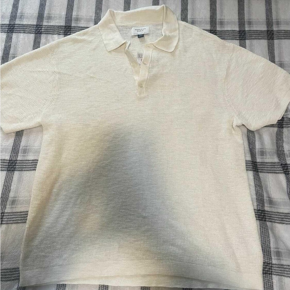 American Eagle Outfitters Cream Men's Polo Shirt
